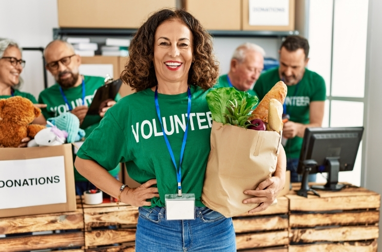 Woman smiling with bag